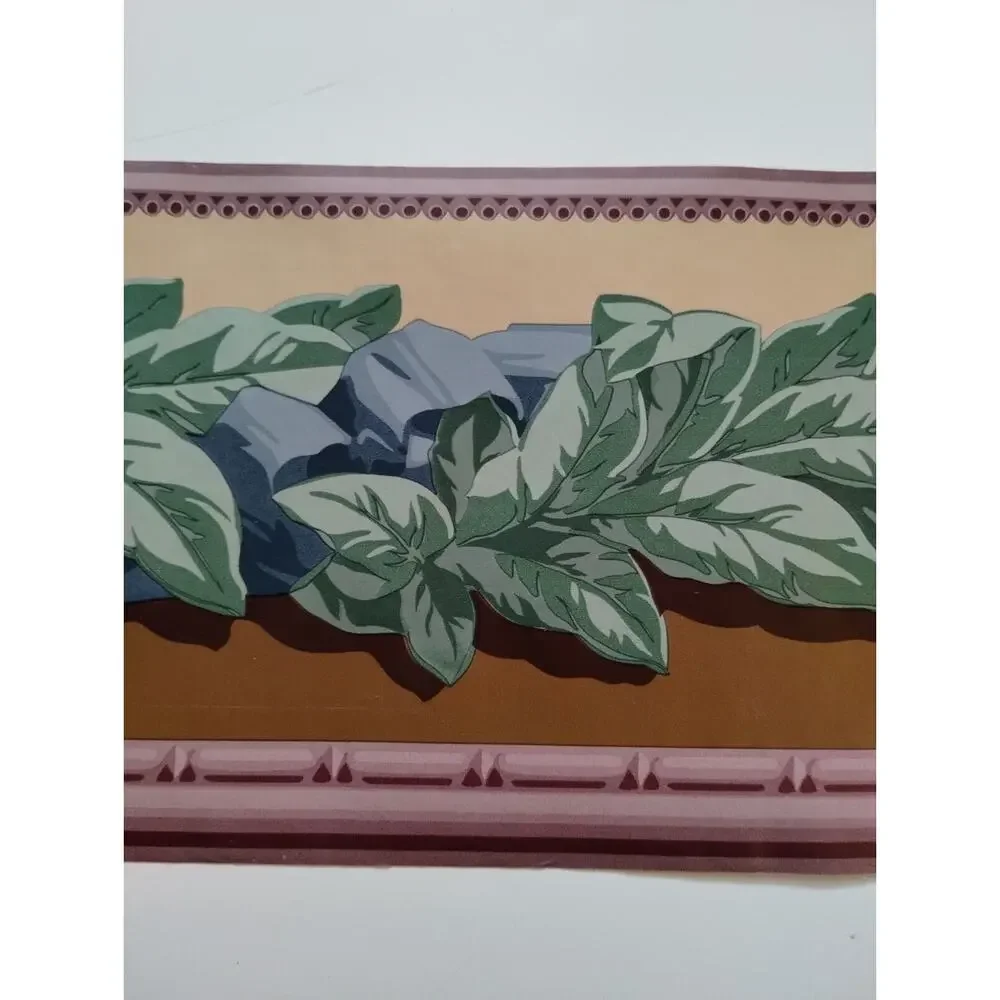 Seabrook Designs Pre-pasted Wall Border - Leaves with Boulders - 5 yds